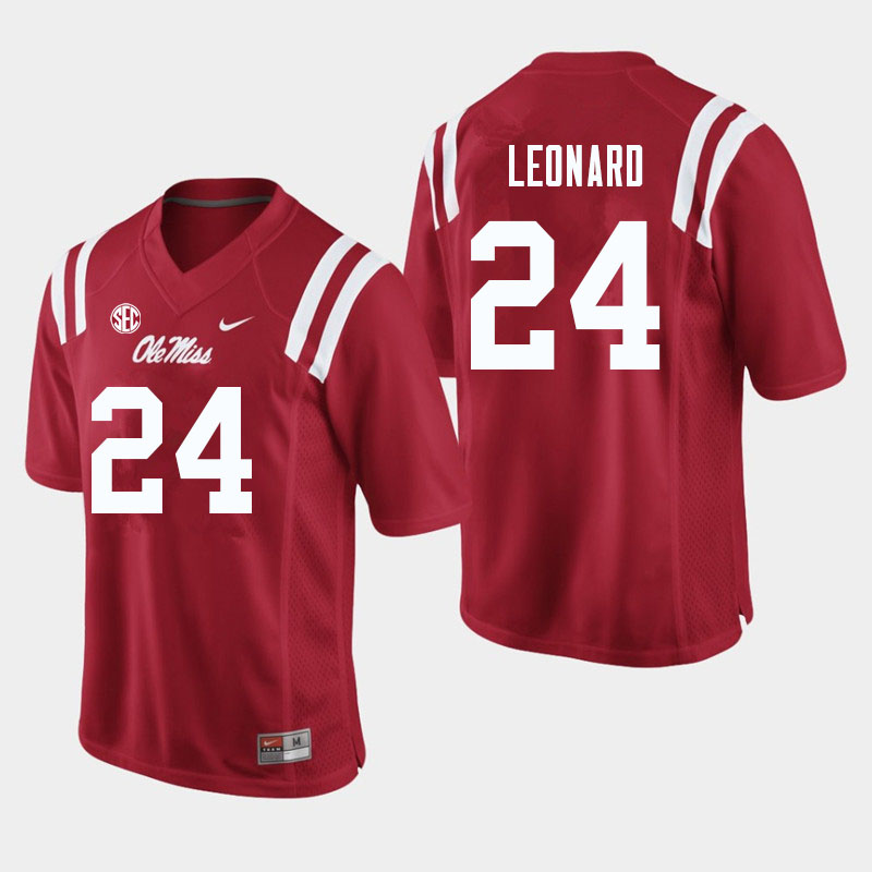 Men #24 Deane Leonard Ole Miss Rebels College Football Jerseys Sale-Red